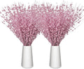 Geosar 30 Pcs Christmas Artificial Glitter Berry Stem Decorations 17 Inch Faux Stick Floral Pick Centerpiece Bouquet Flower Bead Twigs for Centerpiece Tree Wreath Xmas Ornaments Home(Pink)