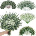 240 Pcs 4 Kinds Mixed Faux Eucalyptus Stems, Baby Breath Flowers Artificial Bulk with Greenery Stems for DIY Bouquets Wedding Home Floral Greenery Decor