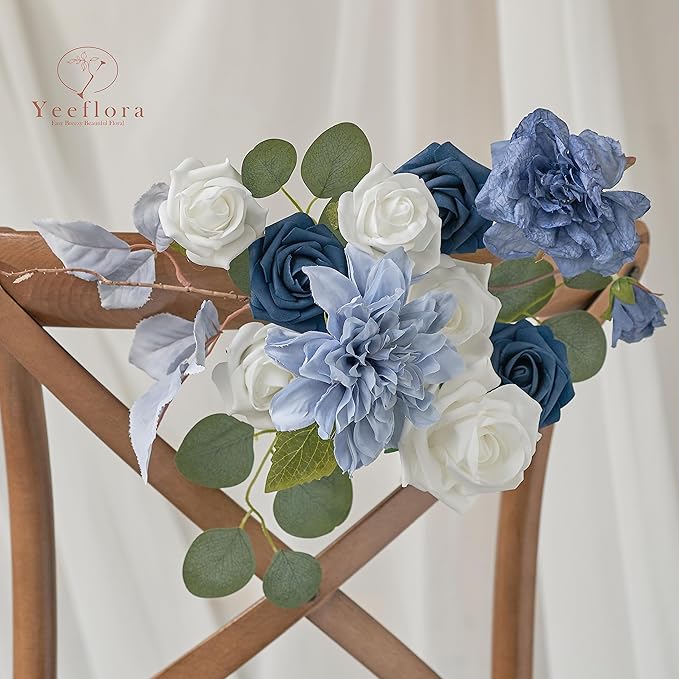 Artificial Flowers, 50pcs Artificial Rose for DIY Wedding Bouquets Centerpieces Arrangements, Navy Blue Foam Roses with Stem for Bridal Shower Party Home Decorations