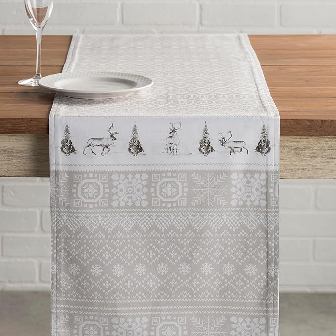 Maison d' Hermine Table Runner 100% Cotton Double Layer Table Runners 72 inches Long for Thanksgiving Christmas Decorations Home Kitchen Dining Party Wedding (Cozy Christmas, 14.5" x 72")