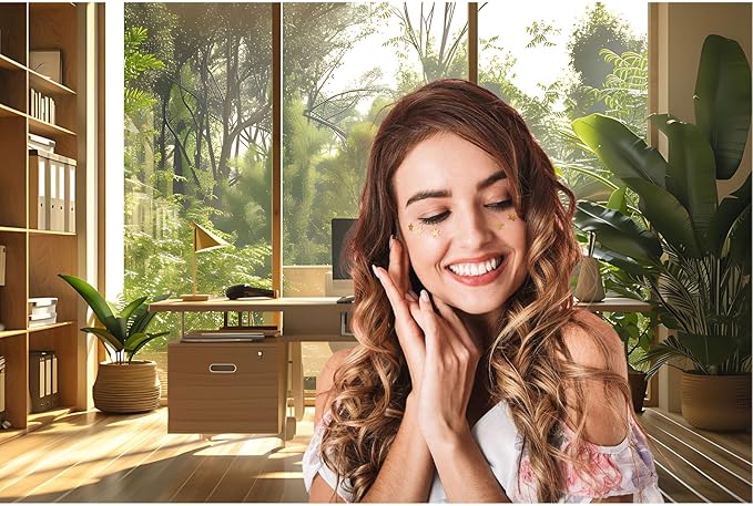 Office Background for Video Conference Modern Cozy Home Office Space Work Place Backdrop Sunlight Indoor Plants Tranquil Work Environment for Live Video Zoom Calls Studio Props Decor 10x8ft