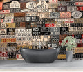 Eierme-Old License Plates from Around The World Mural Wallpaper Peel and Stick 137" x 102"