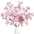 Sggvecsy Artificial Cherry Blossom Flowers 4 Pcs Faux Cherry Blossom Stems Faux Silk Cherry Blossom Branches 15.7’’ Fake Peach Flowers for Vase Arrangements Home Wedding Table Decor (Pink)