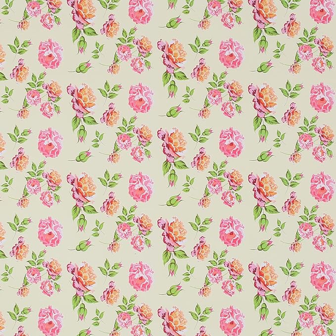 Aimyoo Ivory Floral Wrapping Paper Roll 17 in x 10 ft, Vintage Rose Flower Gift Wrap for Wedding Bridal Shower Women Birthday