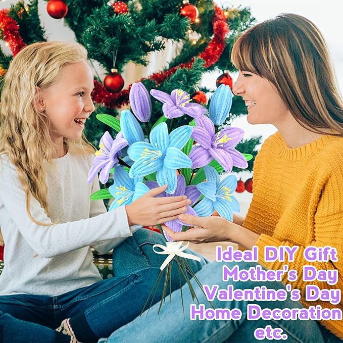 ZEIZHUBN 300 Pieces Pipe Cleaners, Pipe Cleaners Flower Bouquet Kit, Flower Making Kit with Floral Wires Tape, Art and Craft Supplies Projects DIY Decoration Holiday Party Birthday Gifts