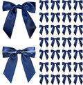 Navy Blue Satin Ribbon Twist Tie Bows 5 Inch Pre-Tied Blue Gift Bows for Crafts, Treat Bags, Party Favors, Wedding, Baby Shower, Candy Apple, Christmas Tree (36 Pack)