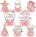 Pink Rose Gold Birthday Decorations Floral Honeycomb Centerpieces for Women Girls, 8pcs Floral Birthday Table Centerpiece Party Supplies, 16th 18th 21th 30th 40th 50th 60th Bday Table Topper