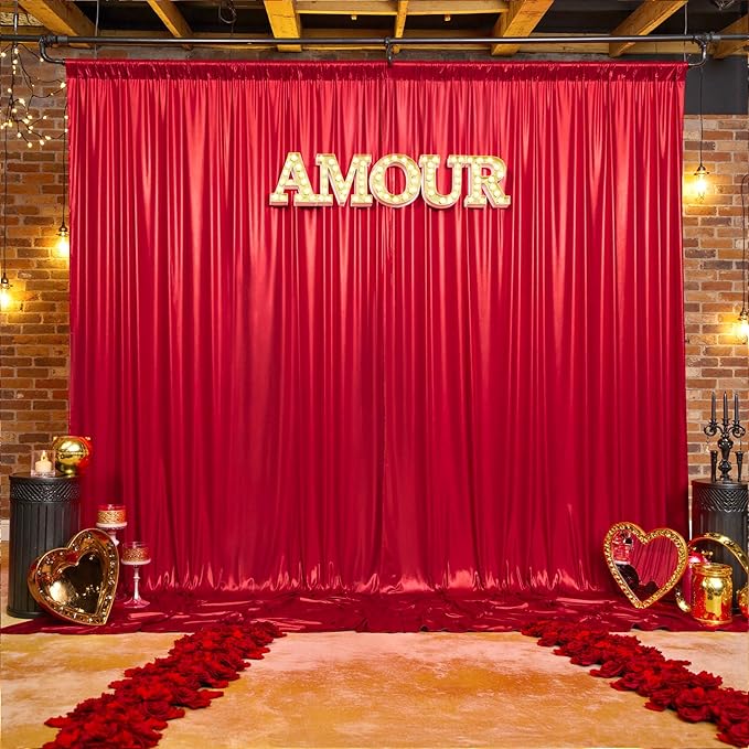 gogoparti 20x10FT Red Sequin Backdrop Curtain - 4 Panels of 5x10FT Wrinkle-Free Glitter Drapes for Photography, Birthdays, Weddings & Graduations