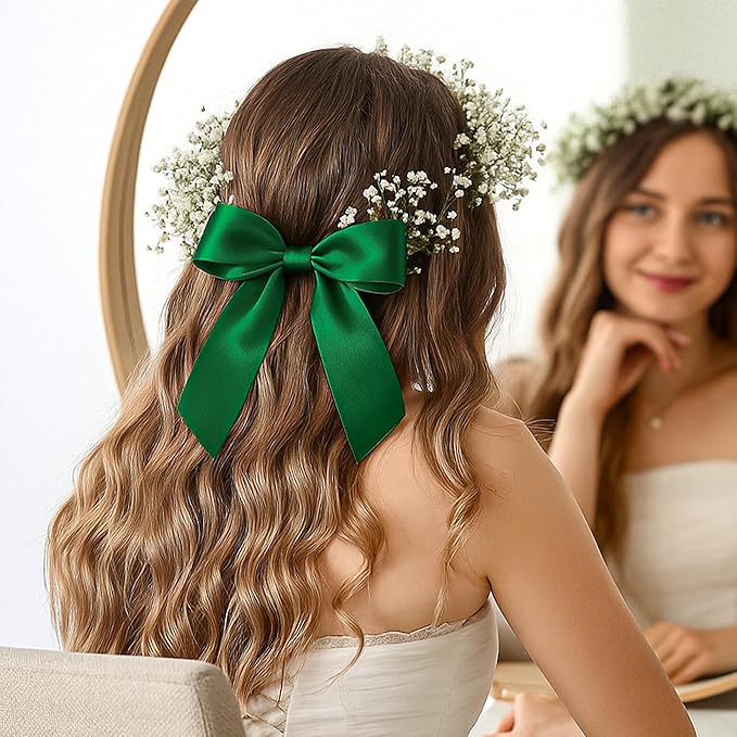 Fullive 1 1/2 Inch Christmas Ribbon, 30 Yards Forest Green Ribbon for Gift Wrapping, Polyester Solid Satin Ribbon for Flower Bouquet for St. Patrick's Day Christmas Decorations Floral Arrangements