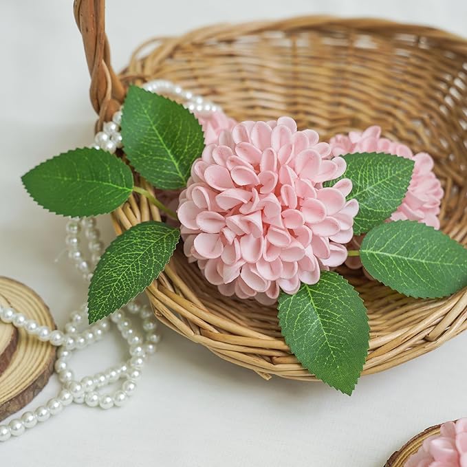 Artificial Flowers, 100pcs Realistic Artificial Rose for DIY Wedding Bouquets Centerpieces Arrangements, Pink Dahlia Flowers with Stem for Bridal Shower Party Home Decorations