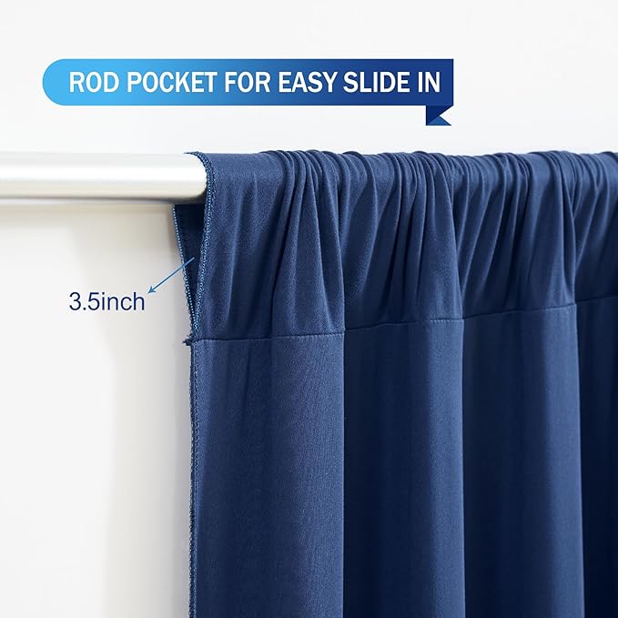 Navy Blue Backdrop Curtains-Wrinkle-Free Navy Blue Curtains Polyester Photography Drapes Wedding Background for Baby Shower Birthday Graduation Party Decorations - 40 X10FT