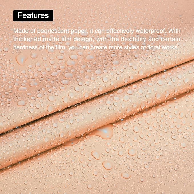 MECCANIXITY 20 Pcs Flower Wrapping Paper 22.8x22.8 Inch Waterproof Florists Wrapping Paper for Florist Bouquet Supplies, DIY Crafts, Gift/Gift Box Packaging Light Orange