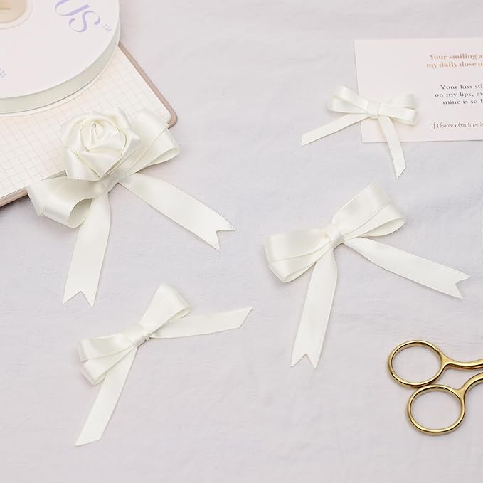 Antique White Satin Ribbon, Double Faced 5/8 Inch X 25 Yards Antique White Ribbon, Premium Satin Ribbon for Gift Wrapping, Crafts, Hair Bow Making, Sewing, Flower Bouquet, Wedding Party Decor