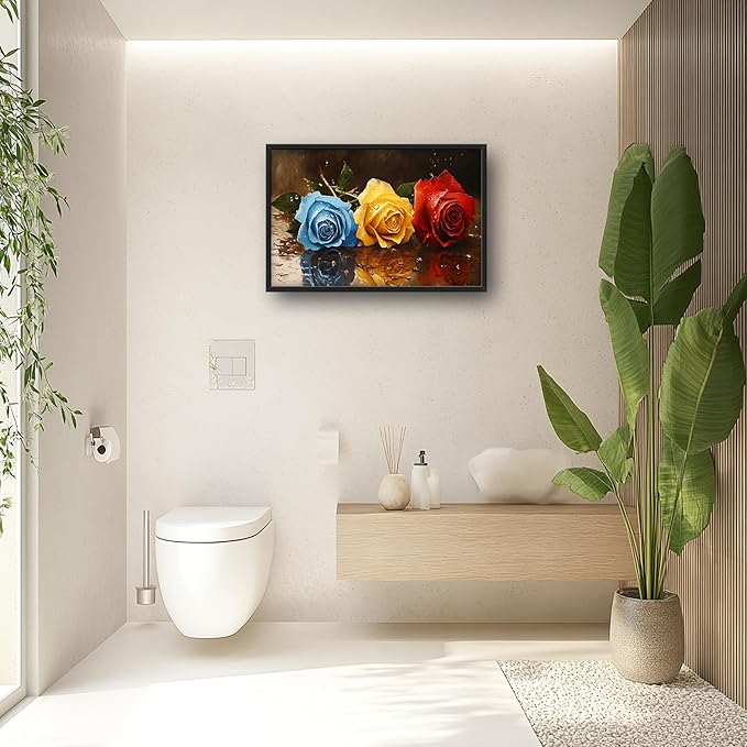Rose Flowers Large Wall Art Framed Wall Decor for Living Room, Roses Pictures Oversized Canvas Print Painting Modern Extra Large Framed Artwork for Bedroom Office Home Decor 36"x24"