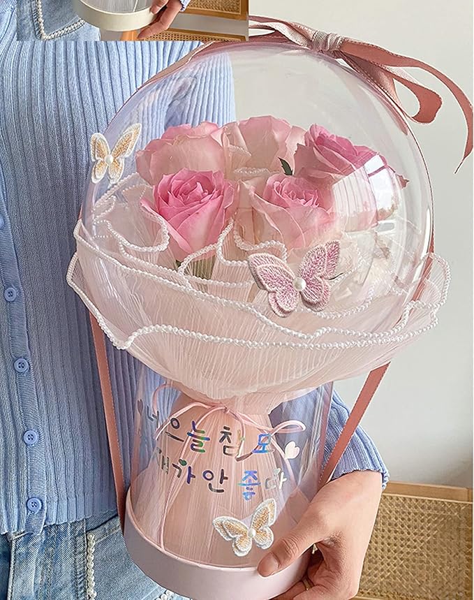 Banxidi Korean Style Ruffle Yarn Floral Wrapping Paper 1 Roll Florist Supplies Waterproof Flower Bouquet Wrapping Paper Floral Supplies for Fresh Flowers,DIY Crafts, 11in x 14.8ft (Wave Yarn Pink)