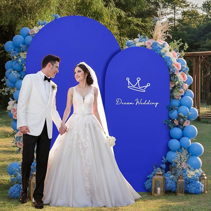 Royal Blue Arch Backdrop Covers - 7.2FT, 6FT Spandex Fitted Wedding Arch Stand Covers Round Top Chiara Stretchy Arch Backdrop Cover for Wedding Birthday Party Decoration