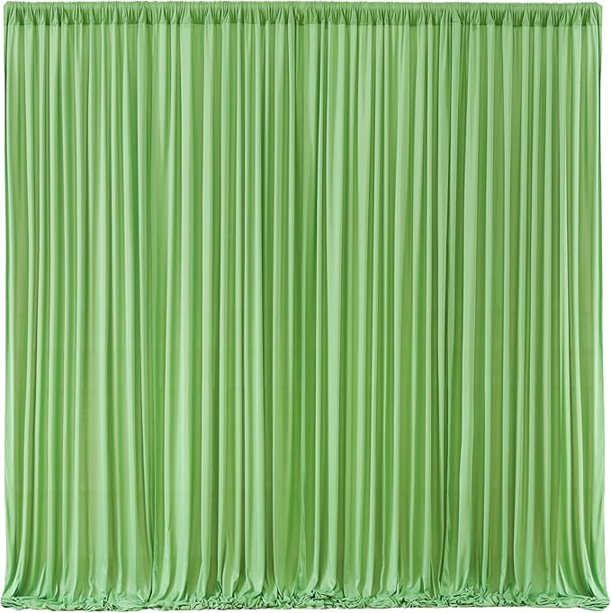 Sage Green Backdrop Curtain 8 Panels-Wrinkle-Free Green Curtains Polyester Photography Drapes for Baby Shower Birthday Party Photo Background Backdrop Stand- 32 X10FT (Sage Green)