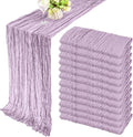 12 Pack 10Ft Cheesecloth Table Runner 35x120 Inch Boho Gauze Table Runner Cheese Cloth Long Table Runner Romantic Table Runner for Wedding Bridal Shower Birthday Party Table Decor (Light Purple)