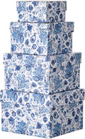 Briful Square Gift Boxes with Lids 4PCS Blue Flower Print Gift Box for Presents Nesting Assorted Sizes Present Boxes for Christmas Birthday Valentines Party Gift Wrap
