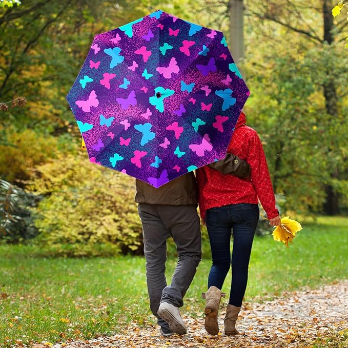 Small Compact Travel Automatic Folding Umbrella for Women, Portable Lightweight, Rain, Wind, UV Sun Shade