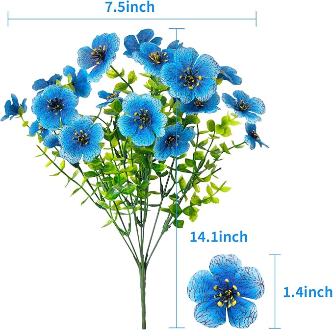 Artificial Flowers for Outdoor Indoor Garden Home Decoration, Faux Flower Daisy with Eucalyptus Leaves Fake Plants Greenery Boxwood Porch Patio, 12 Bundles