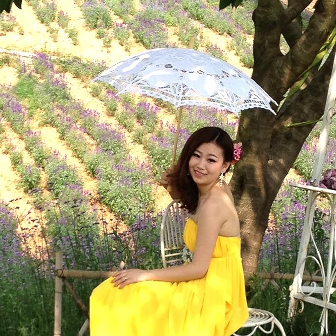 White Lace Parasol Umbrella Wedding Bridal 30 Inch Adult Size