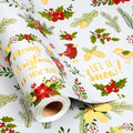 MAYPLUSS Christmas Wreath Wrapping Paper - 17Inch X 33Feet - Beautiful Holiday Wreaths, Vintage Holly Berry & Red Flower Festive Christmas Design Holiday Gift Wrap Paper for Winter Birthday, Wedding
