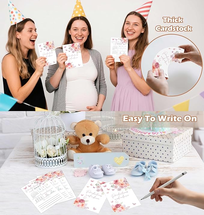 Baby in Bloom Baby Shower Games, Floral Predictions And Advice Game for 30 Guests with Game Cards, Gender Reveal, Baby Shower Supplies & Decorations (DV20)