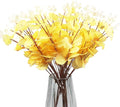 19" Faux Flowers Artificial Silk Silver Dollar Eucalyptus Stems Fake Plant for Vase Home Wedding Decor 3 Pcs (Yellow)