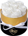 GLAMOUR BOUTIQUE Eternal Preserved Roses in a Box - Flowers Forever, Rose Forever in a Box for Wife, Birthday Gifts for Her, 7 Roses, White