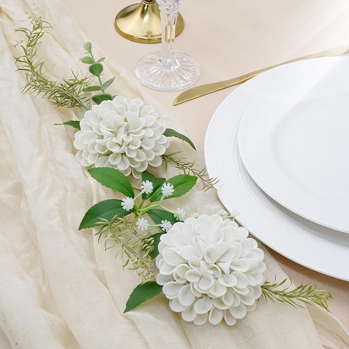 Artificial Flowers, 25pcs Realistic Artificial Rose for DIY Wedding Bouquets Centerpieces Arrangements, Sand White Dahlia Flowers with Stem for Bridal Shower Party