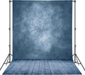 Professional Abstract Portrait Photography Backdrop,Wall with Wood Floor Backdrop for Kids Photography Baby Newborn Cake Smash Photo Shoots Hypoallergenic Fabric Photography Props-Blue-8x10ft,No Stand