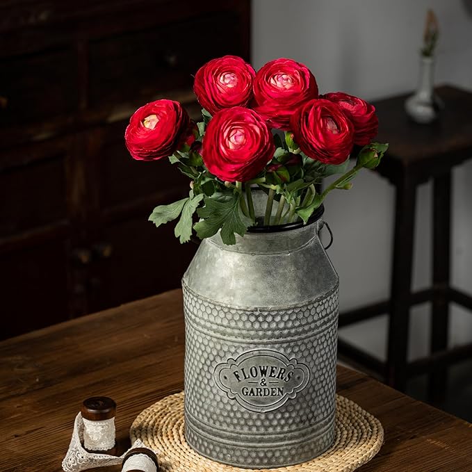 Artificial Ranunculus Flowers with Real Touch Stem, Silk Ranunculus Flowers(10 Pack) (Red)