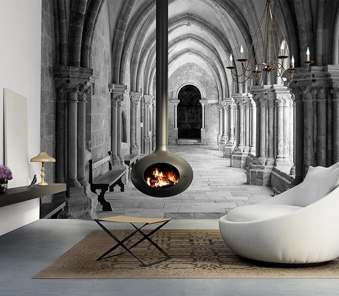 Eierme-Vaulted Ceiling Inside The Monastery, Panoramic View of Beautiful Arcades Peel and Stick 90" x 67"