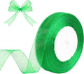 3/4 Inch x 50 Yards Sheer Organza Ribbon Chiffon Ribbon for Gift Wedding Flower Bouquet Wrapping Decorations Crafts (Green)