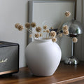 Large Matte White Ceramic Flower vase, Modern Centerpiece Table Decorations,Round Shape Rustic Ceramic vases for Home Decor Dining Room Decorative Jar (White, 0617)