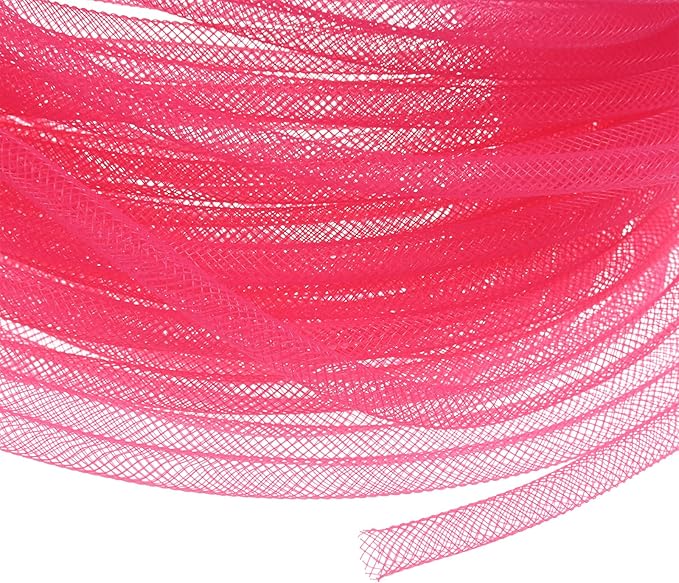 Mesh Tube Ribbon 25 Yards, 6mm Elastic Fabric Ribbons Mesh Tubing for Crafts/Gift Wrapping/Flower Bouquets/Wedding/Birthday/Holiday/Wreaths Christmas/Decoration[Peach]