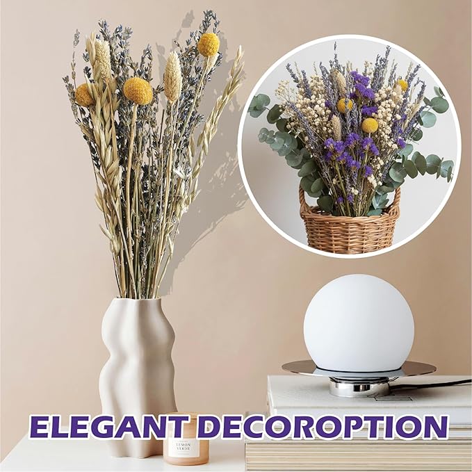 4 Pack Large Lavender Dried Bouquet 15-17 Inch, Handmade Dried Floral Flowe for Wedding Decor, DIY Vase Arrangement, Photo Backdrops, Wedding Lapel Flowers and Home Floral Display