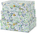 Soul & Lane Floral Cardboard Decorative Storage Boxes with Gold Hardware - Set of 3, Midnight Garden - Stacking Boxes with Lids for Home Decor and Organizing, Elegant Design
