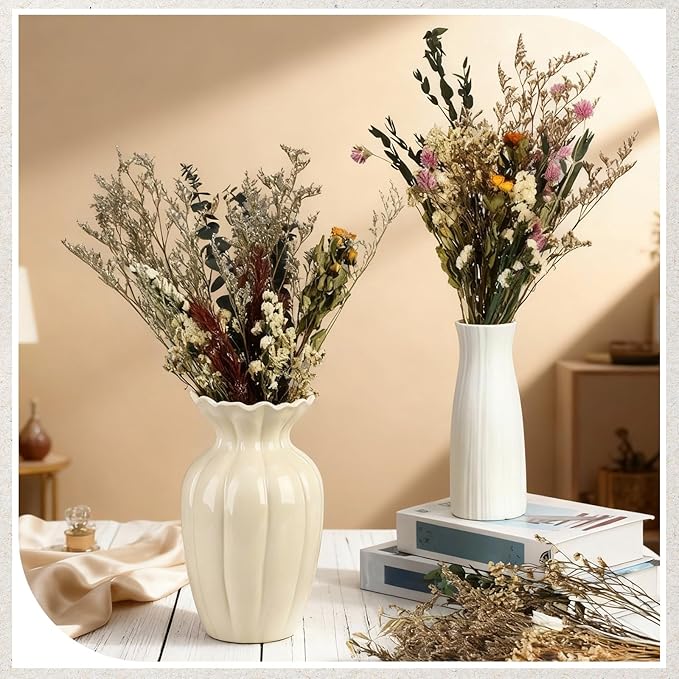 6 Pack Boho Dried Flowers Bouquet Large Size 15-17 Inch Wedding Handmade Dry Flowers Bundles for Vase Craft DIY Photo Boutonniere for Floral Plant for Bridesmaid Gift Birthday Decor (Classic)