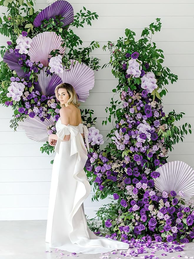 MACTING 60PCS Artificial Rose Flowers Real Touch Foam Flowers with Stem Fake Roses for DIY Wedding Bouquet Table Centerpieces Party Holiday Home Indoor Spring Valentines Day Decorations,Purple