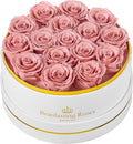Preserved Roses Forever Flowers Real Roses in a Box Mother's Day Birthday Flowers for Her Mom Women Wife Valentine's Day, 16 Dusty Pink Roses