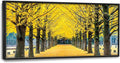 Framed Large Pictures Wall Art for Living Room, Yellow Ginkgo Trees Oversized Wall Decor Nature Scenery Landscape Canvas Painting Modern Extra Large Framed Artwork for Bedroom Office 60"x30"
