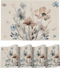 Artoid Mode Brown Poppy Floral Vinyl Plastic Placemats Set of 4, Washable Non-Slip PVC Table Mats for Party Kitchen Dining Decor, 12x18 Inch