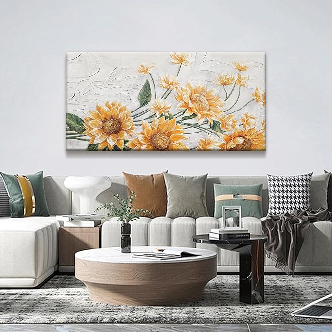 Suconvng Wall Art Living Room Sunflower Wall Art Modern Canvas Art Wall Decor Home Wall Decor Suitable Pictures For Bedroom Apartment Office Can Be Hung 24" X 48"