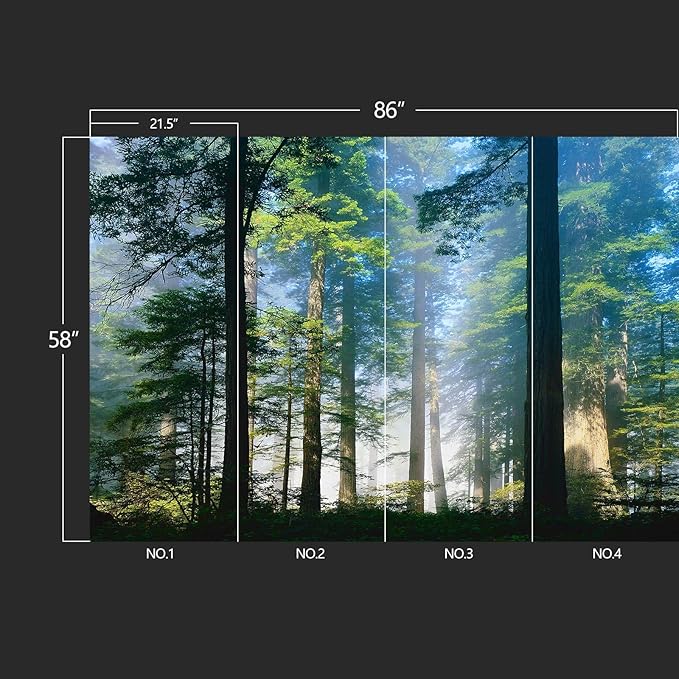 Forest Landscape Wall murals Woodland Tree Peel and Stick Wallpaper for Bedroom Living Room - 58"x86"