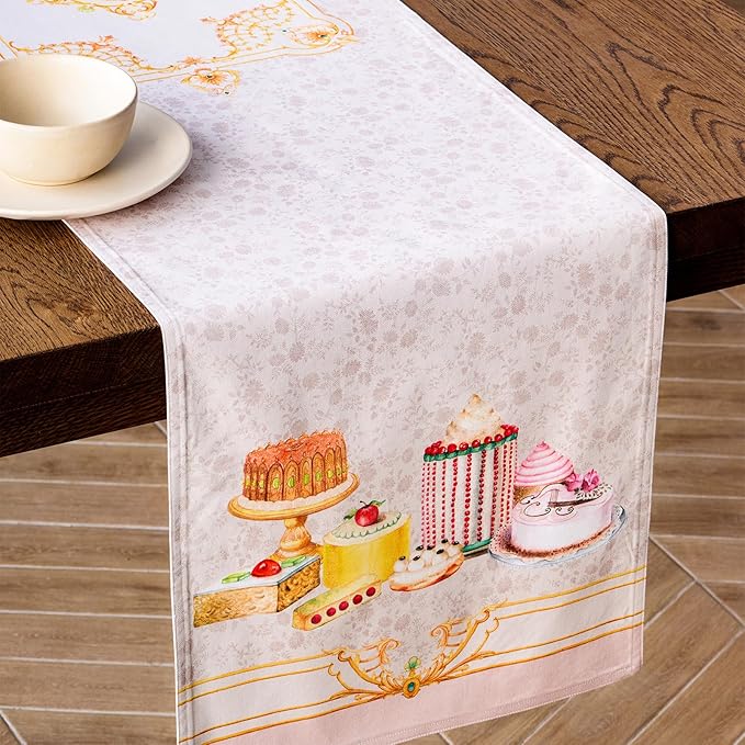 Maison d' Hermine Table Runner 100% Combed Cotton Premium 14.50 Inch x 108 Inch Decorative Runner Table Runners, Dining, Kitchen, Parties & Camping, Pastries (Double Layer)