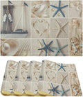 Nautical Themed Placemats Coastal Lighthouse Starfish Collage Plaid Art Printed Dining Table Mats Set of 4 for Restaurant Home Kitchen Holiday Picnic Party Decor 12x18in