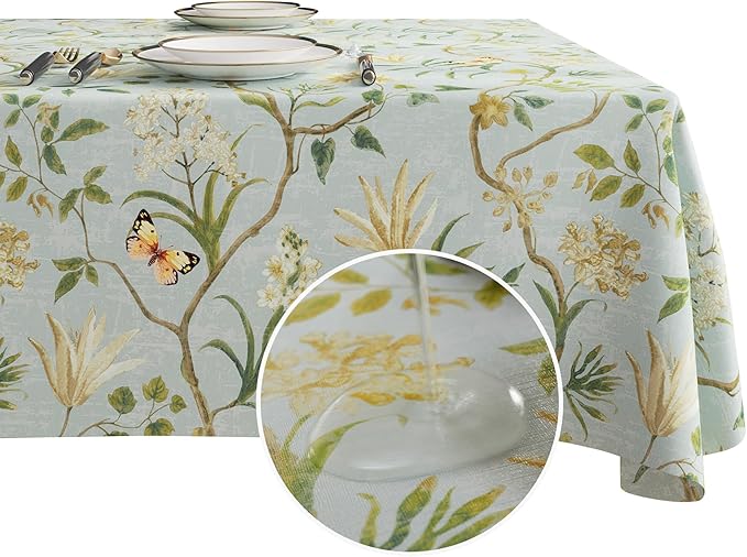 Square Table Cloth,100% Waterproof Tablecloth Oil Proof Spill Proof Vinyl Table Cloth, Wipe Clean Plastic Table Cover for Dining, Camping, Indoor and Outdoor 54" x 54",Leaves