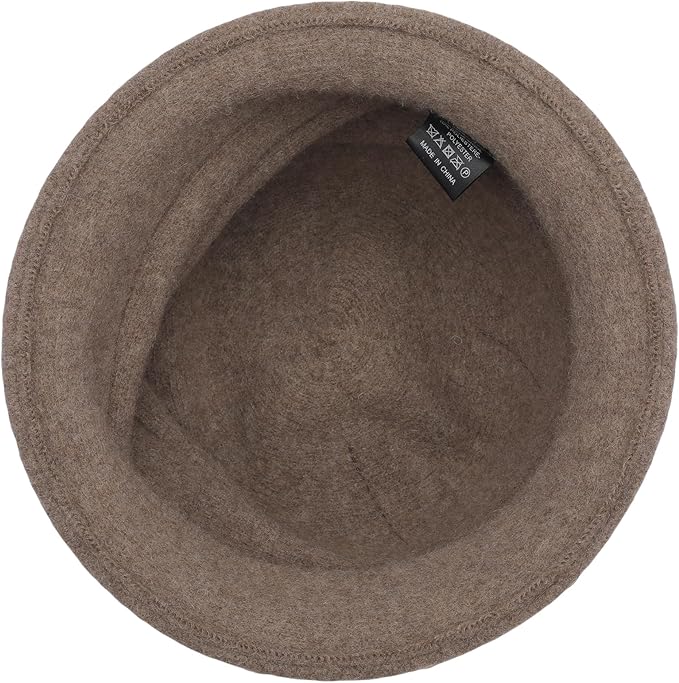 ZLYC Women Wool Cloche Bucket Hat 1920s Vintage Dress Winter Hats with Flower Accent